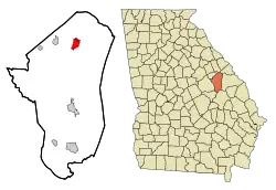Location in Jefferson County and the state of Georgia