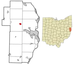 Location of Richmond in Jefferson County and in the state of Ohio