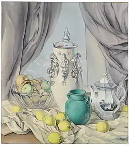 Still Life with Lemons, Pottery and Fruit Bowl; c. 1929, 113 x 100 cm, Prado Museum.