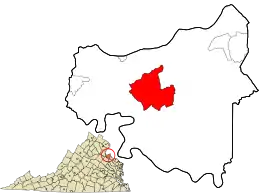 Location in King George County and the state of Virginia