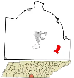 Location within Lincoln County and Tennessee