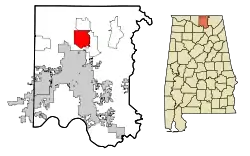 Location in Madison County and the state of Alabama