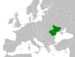 Territory inhabited by the Hungarians c. 814