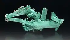 Malachite pseudomorphs after azurite, 13 x 6 x 4 cm.