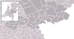 Highlighted position of Millingen aan de Rijn in a municipal map of Gelderland