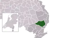 Highlighted position of Peel en Maas in a municipal map of Limburg