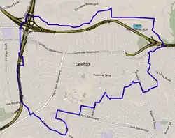 Map of the Eagle Rock neighborhood of Los Angeles as delineated by the Los Angeles Times