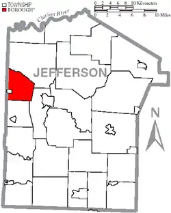 Map of Jefferson County, Pennsylvania Highlighting Union Township