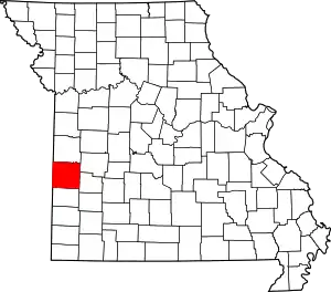 Map of Missouri highlighting Vernon County