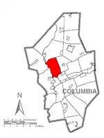 Map of Columbia County, Pennsylvania highlighting Mount Pleasant Township
