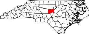 Location of Chatham County in North Carolina