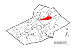 Map of Schuylkill County, Pennsylvania Highlighting Ryan Township