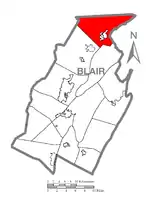 Map of Blair County, Pennsylvania highlighting Snyder Township