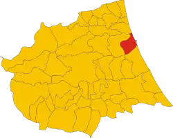 Location of Giulianova in the Province of Teramo