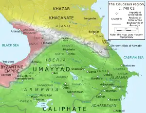 Map of the Caucasus and of Arminiya c. 740