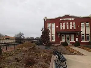 The former Atchison, Topeka and Santa Fe Railway depot in Marceline in February&nbsp;2017, now the Walt Disney Hometown Museum.