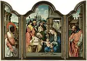 Triptych of the Adoration of the Magi, sold in 2007. Max height 59.5&nbsp;cm (23.4&nbsp;in)