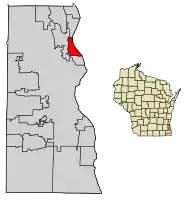 Location of Whitefish Bay in Milwaukee County, Wisconsin.