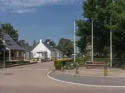 Street view with statue of general C.M. Barber