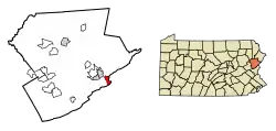 Location of Delaware Water Gap in Monroe County, Pennsylvania.