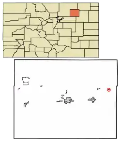 Location of the Town of Hillrose in Morgan County, Colorado.