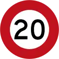 (R1-1) 20&nbsp;km/h speed limit (Used until 2016)