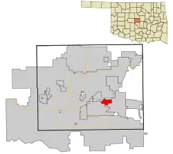 Location in Oklahoma County and the state of Oklahoma.