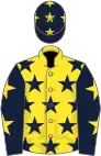 Yellow, dark blue stars, dark blue sleeves, yellow stars and cap