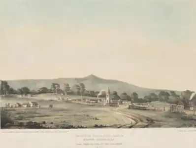 Part of North Terrace, South Adelaide, South Australia, lithograph, 1839