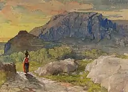 Peasant Woman in a Mountainous Landscape