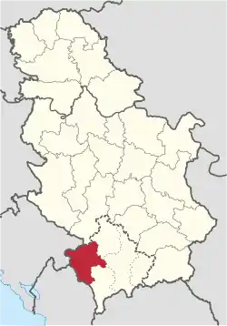 Location of Peja in Kosova