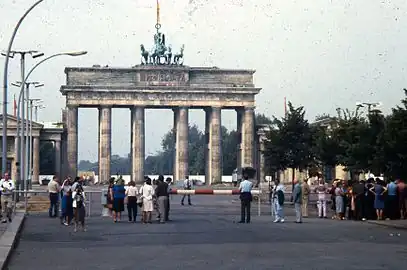 In 1984, East Berliners and others were kept away from the Brandenburg Gate, which they could view only from this distance.