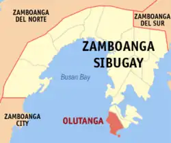 Map of Zamboanga Sibugay with Olutanga highlighted