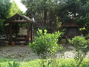 Pietà and first Station of the Cross in the Prayer Garden.