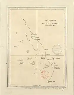 Map of Inderapour in 1774, Inderapura can be seen on the bottom right of the map.