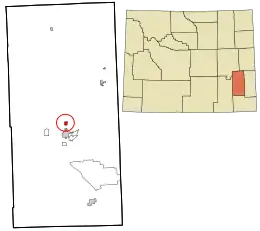 Location in Platte County and the state of Wyoming.