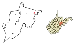 Location of Harman in Randolph County, West Virginia.