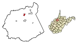 Location of Ellenboro in Ritchie County, West Virginia.
