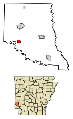 Location of Horatio in Sevier County, Arkansas.