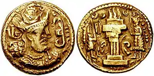 Sindh coin of Shapur II (309–379 CE) were minted in Sind, Baluchistan and Kutch in India.
