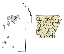 Location of Sidney in Sharp County, Arkansas.