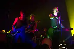 Sielun Veljet at Teatria in 2011. From left to right: Jouko Hohko&nbsp;[fi], Jukka Orma&nbsp;[fi], Alf Forsman&nbsp;[fi], Ismo Alanko. Lighting design: Vinski Viholainen