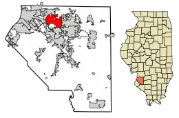 Location of Fairview Heights in St. Clair County, Illinois.