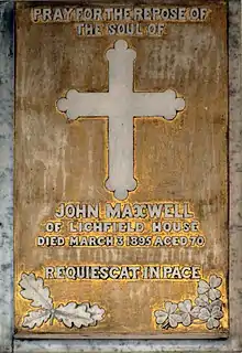 Memorial to John Maxwell (1824–1895) of Lichfield House