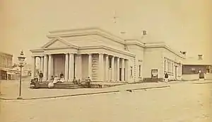 The first town hall, at the corner of Grey and Barkly Streets