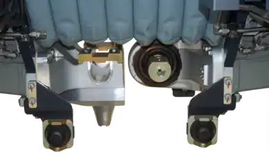 Disassembled joint of a Stadler FLIRT with the bogie removed