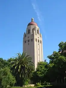 Hoover Tower, at 285 feet (87 m), the tallest building on campus