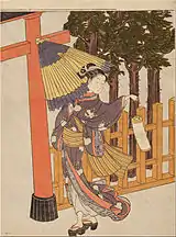 Woman Visiting the Shrine in the Night by Suzuki Harunobu (1725–1770)