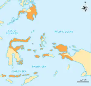 Greatest extent of the Sultanate of Ternate c. 1585