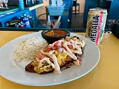 Plantains dish in one of the restaurants by the beach.